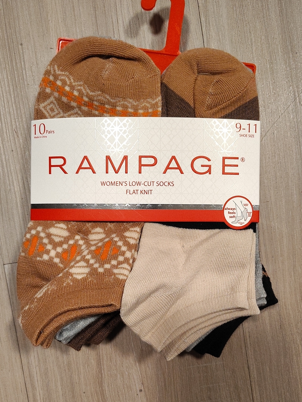 Rampage Brown Multi Low-Cut Athletic Socks - Tan, Cream & Black